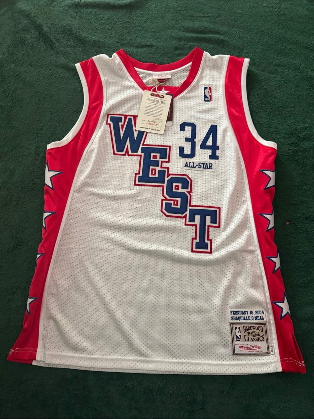 Mitchell & Ness White & Red Authentic Shaquille O'Neal 2004 All-Star West Jersey